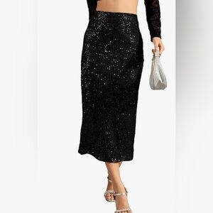 Wayf | black sequin pencil skirt for special occasion size S
